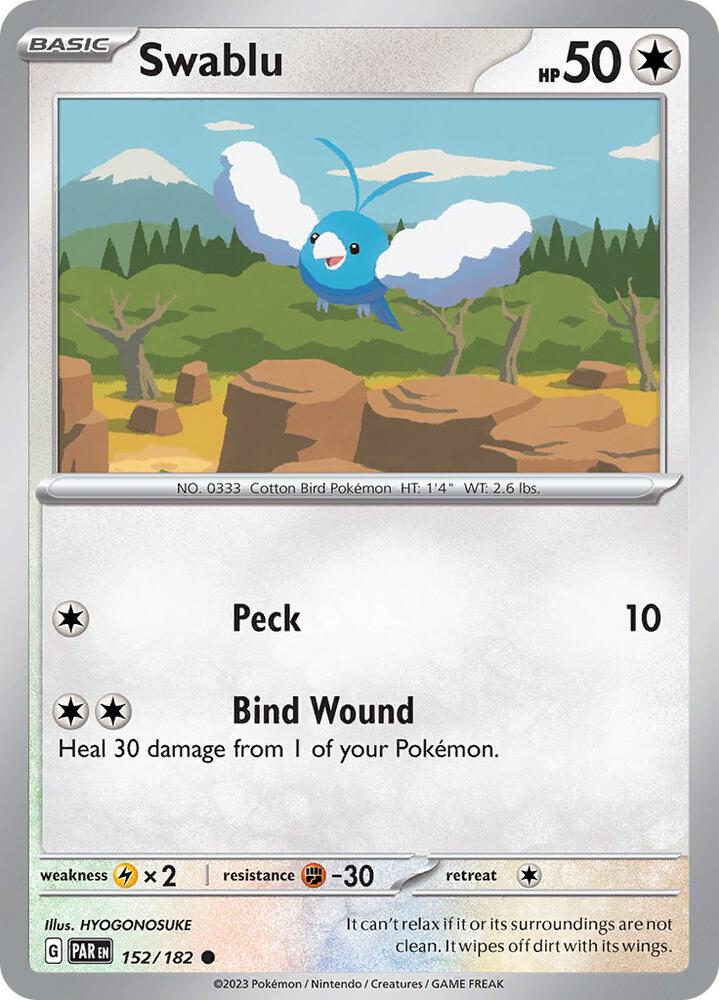 Pokemon Swablu 152/182 Paradox Rift