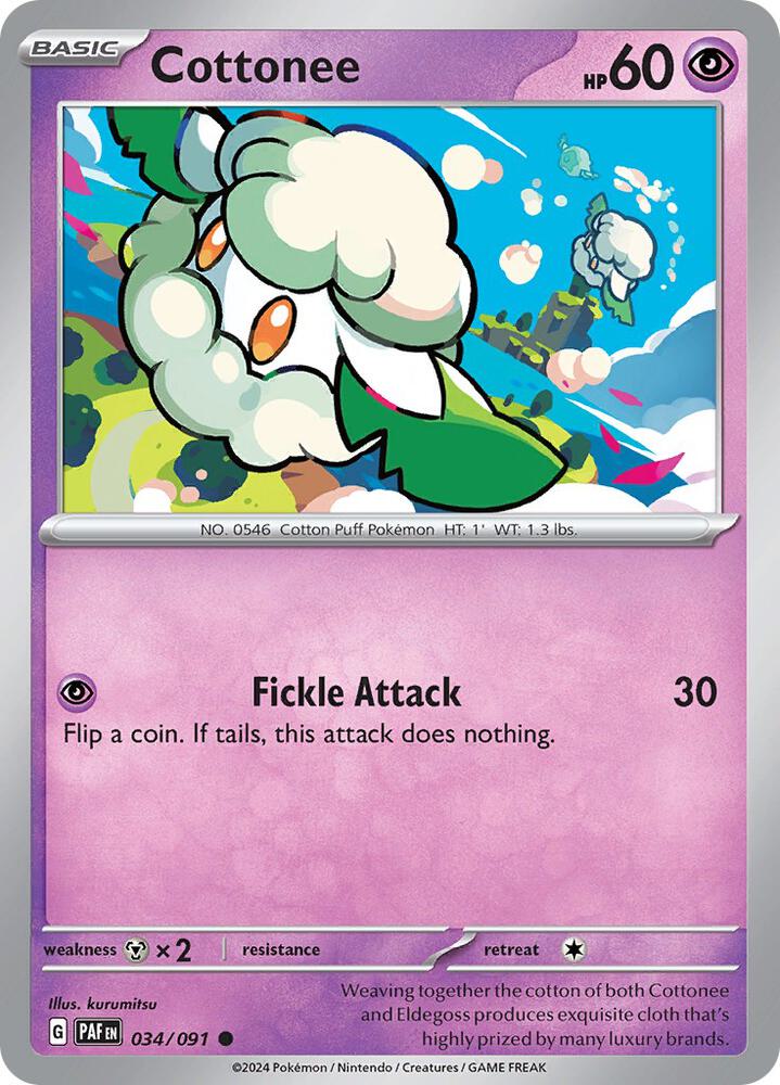 Pokemon Cottonee 34/91 Paldean Fates