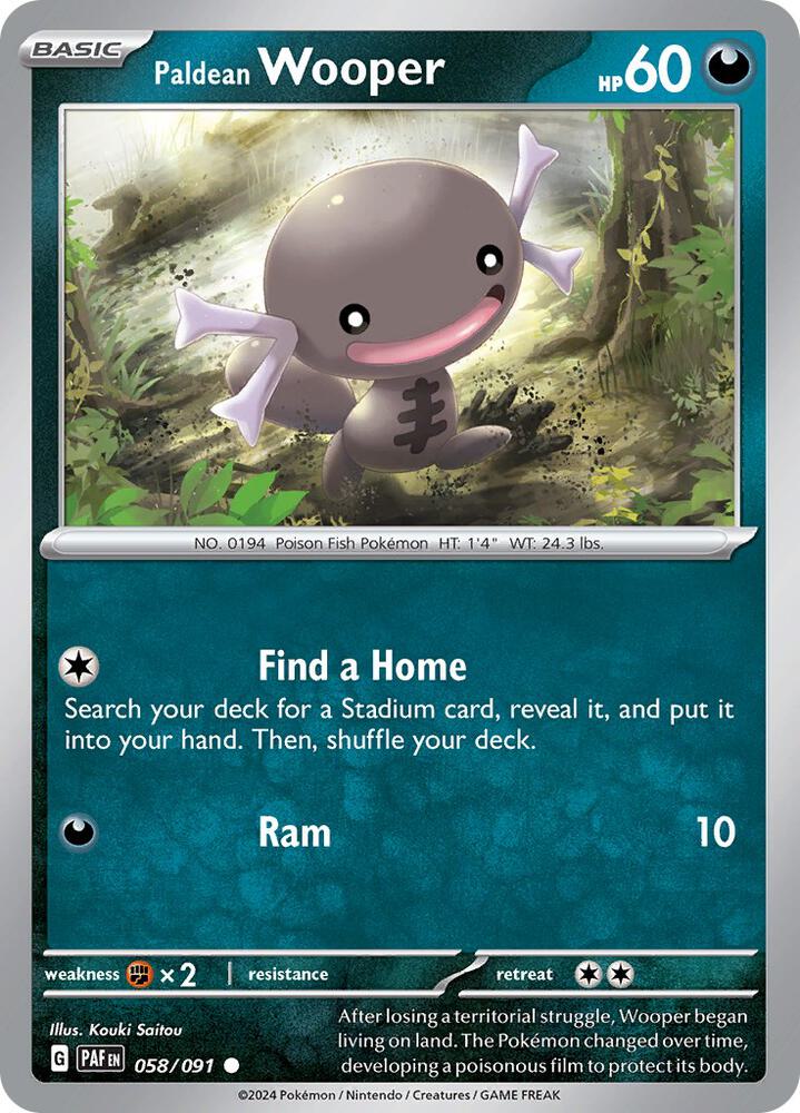 Pokemon Paldean Wooper 58/91 Paldean Fates
