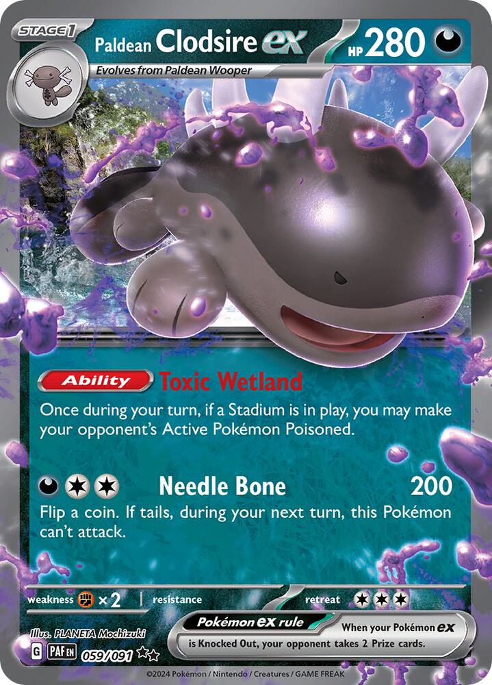 Pokemon Paldean Clodsire ex 59/91 Paldean Fates