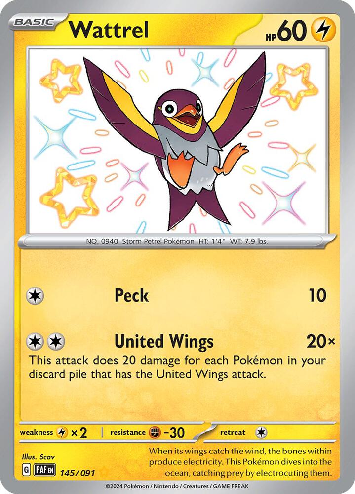 Pokemon Wattrel 145/91 Paldean Fates