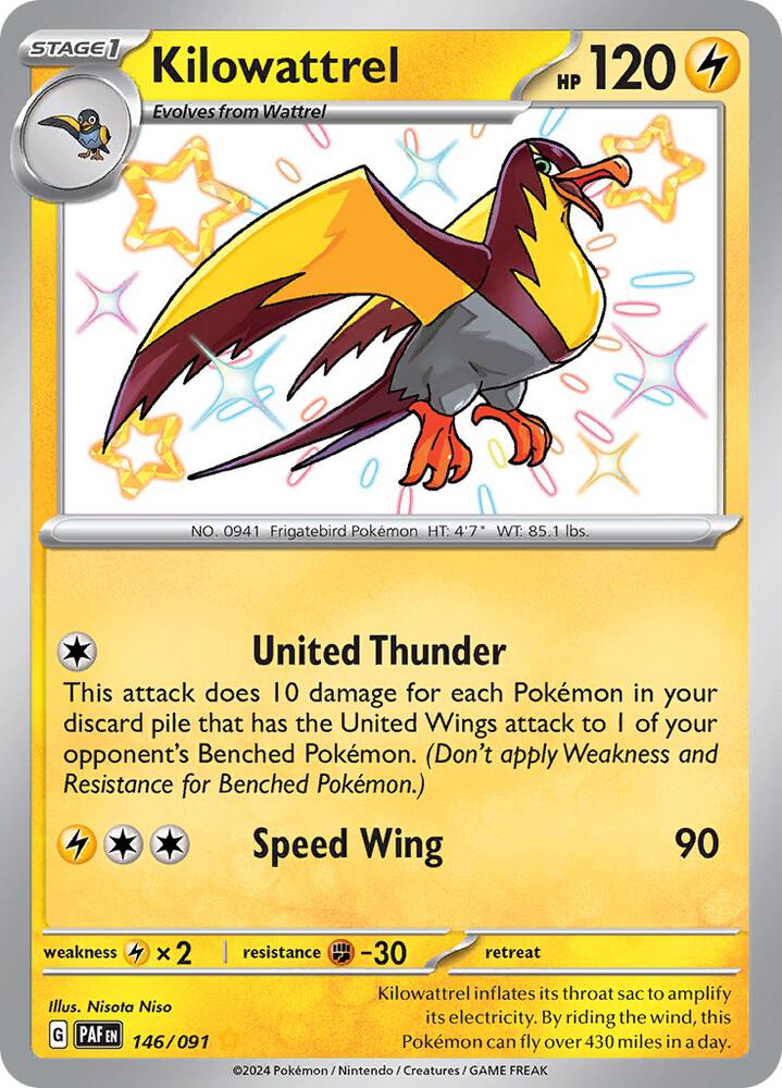 Pokemon Kilowattrel 146/91 Paldean Fates