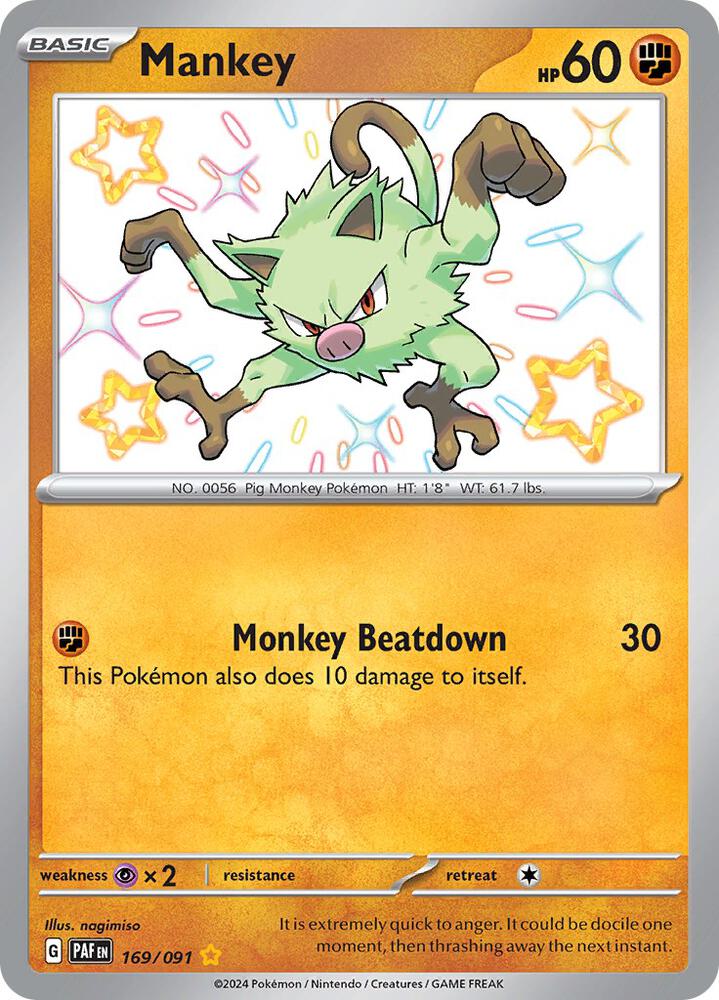 Pokemon Mankey 169/91 Paldean Fates