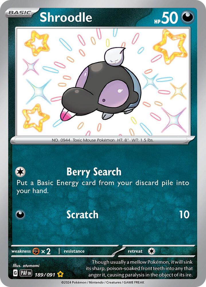 Pokemon Shroodle 189/91 Paldean Fates