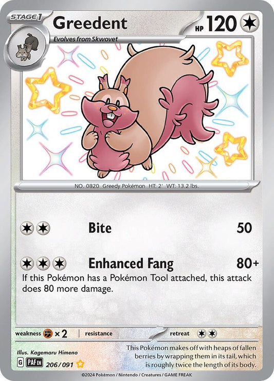 Pokemon Greedent 206/91 Paldean Fates