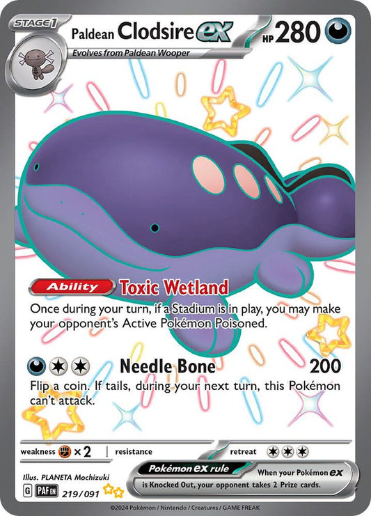 Pokemon Paldean Clodsire ex 219/91 Paldean Fates