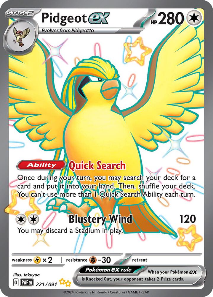 Pokemon Pidgeot ex 221/91 Paldean Fates