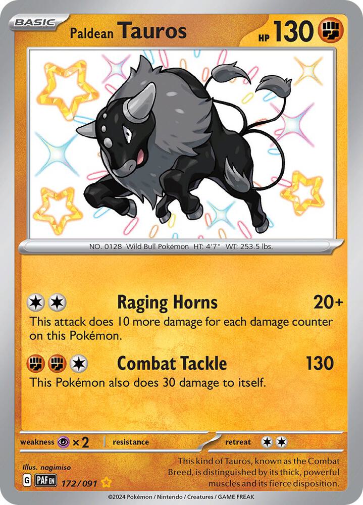 Pokemon Paldean Tauros 172/91 Paldean Fates