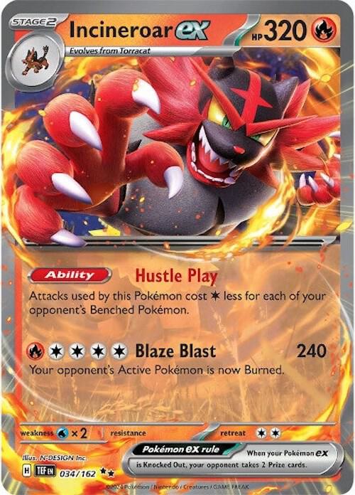 Pokemon Incineroar ex 34/162 Temporal Forces
