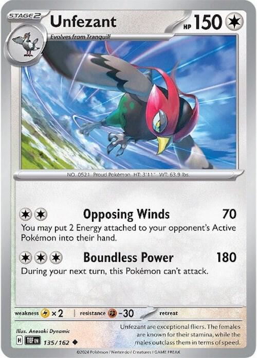Pokemon Unfezant 135/162 Temporal Forces