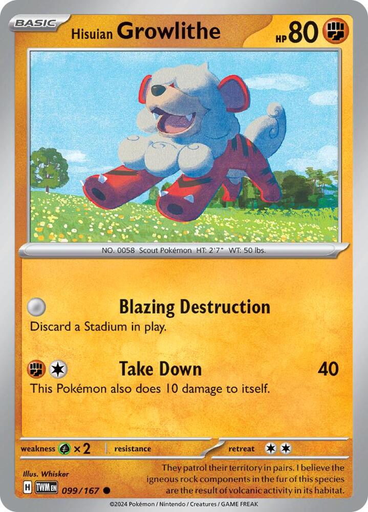 Pokemon Hisuian Growlithe 99/167 Twilight Masquerade