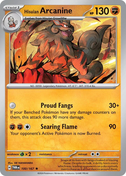 Pokemon Hisuian Arcanine 100/167 Twilight Masquerade