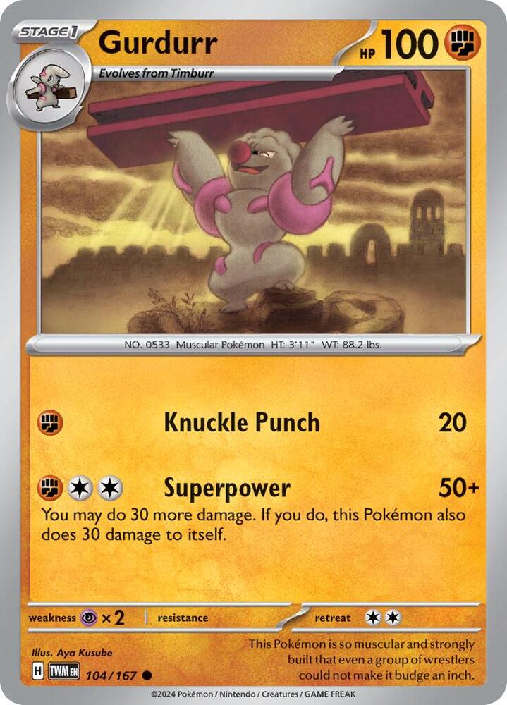 Pokemon Gurdurr 104/167 Twilight Masquerade