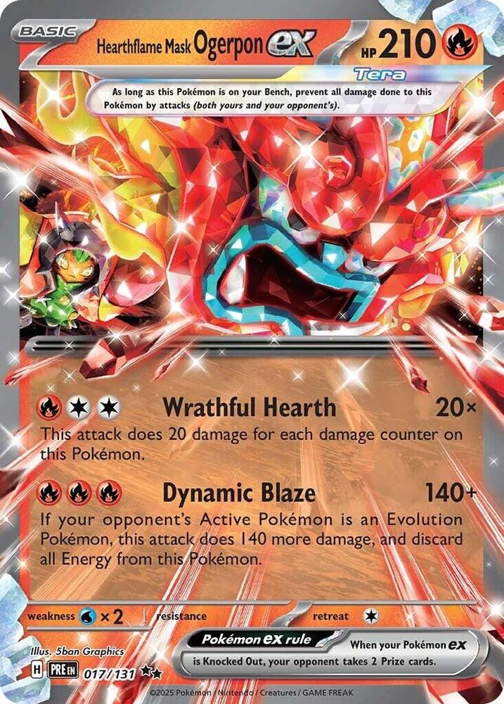 Pokemon Hearthflame Mask Ogerpon ex 17/131 Prismatic Evolutions