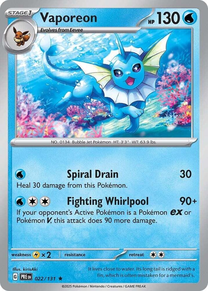 Pokemon Vaporeon 22/131 Prismatic Evolutions