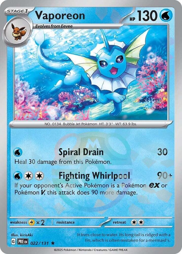 Pokemon Vaporeon (Master Ball) 22/131 Prismatic Evolutions