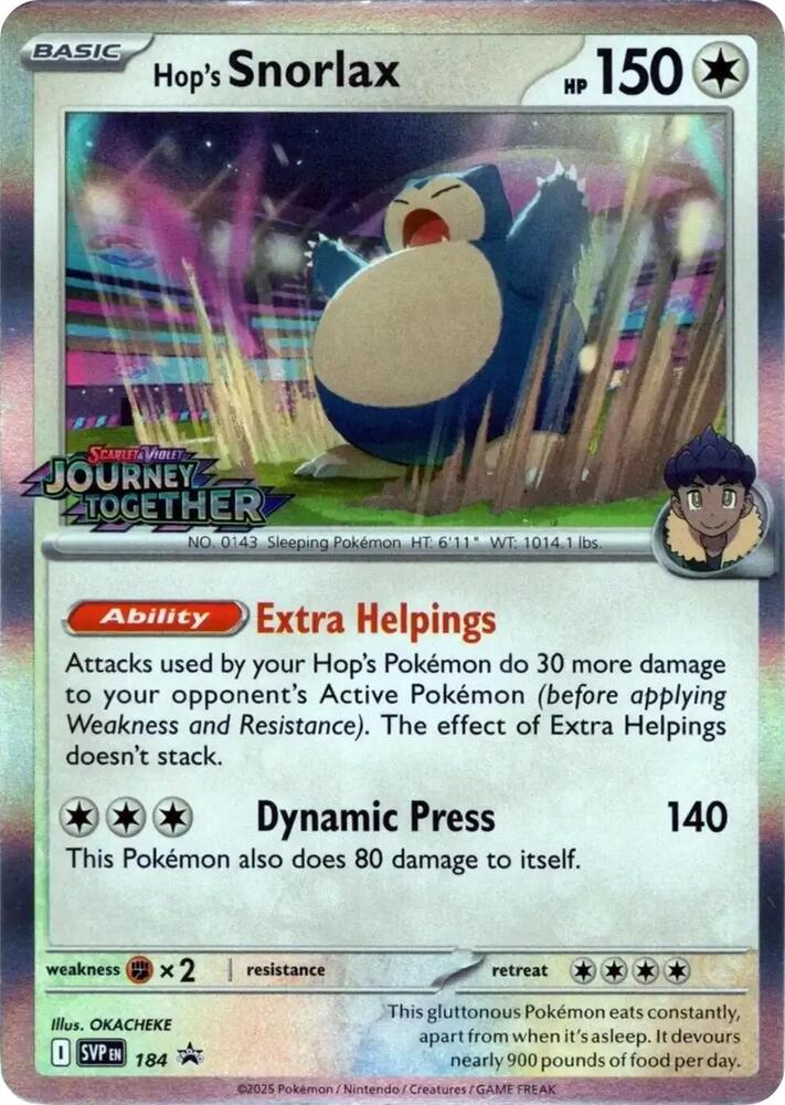 Pokemon Hop's Snorlax 184 SVP Black Star Promos