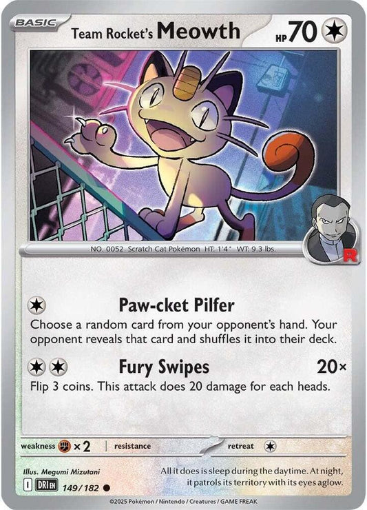 Pokemon Team Rocket's Meowth 149/182 Destined Rivals