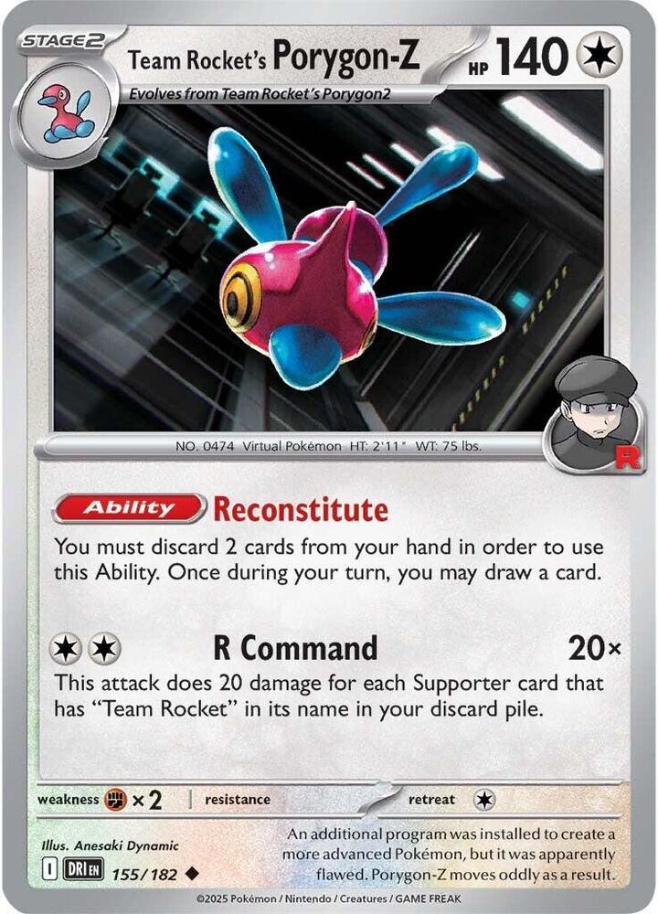 Pokemon Team Rocket's Porygon-Z 155/182 Destined Rivals
