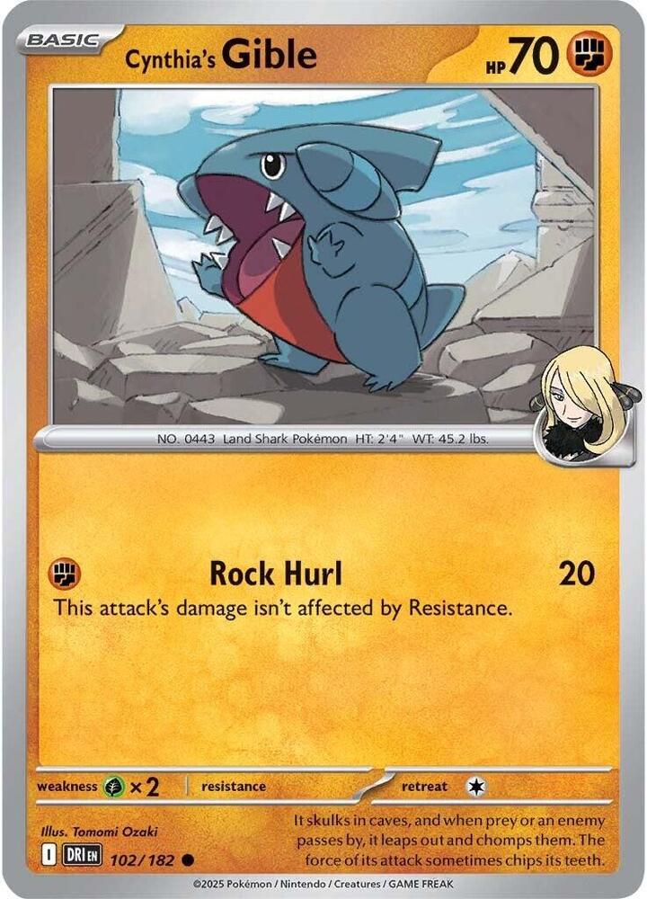 Pokemon Cynthia's Gible 102/182 Destined Rivals