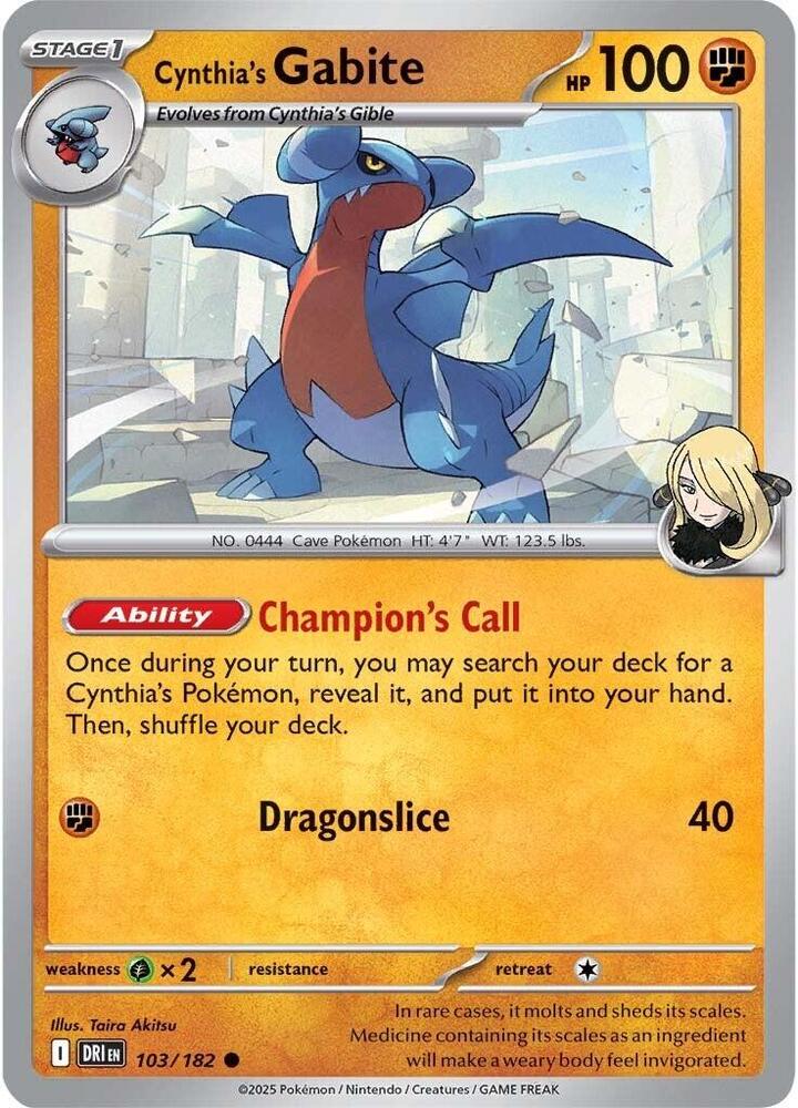 Pokemon Cynthia's Gabite 103/182 Destined Rivals