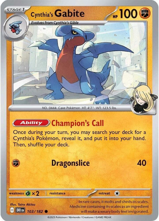 Pokemon Cynthia's Gabite 103/182 Destined Rivals