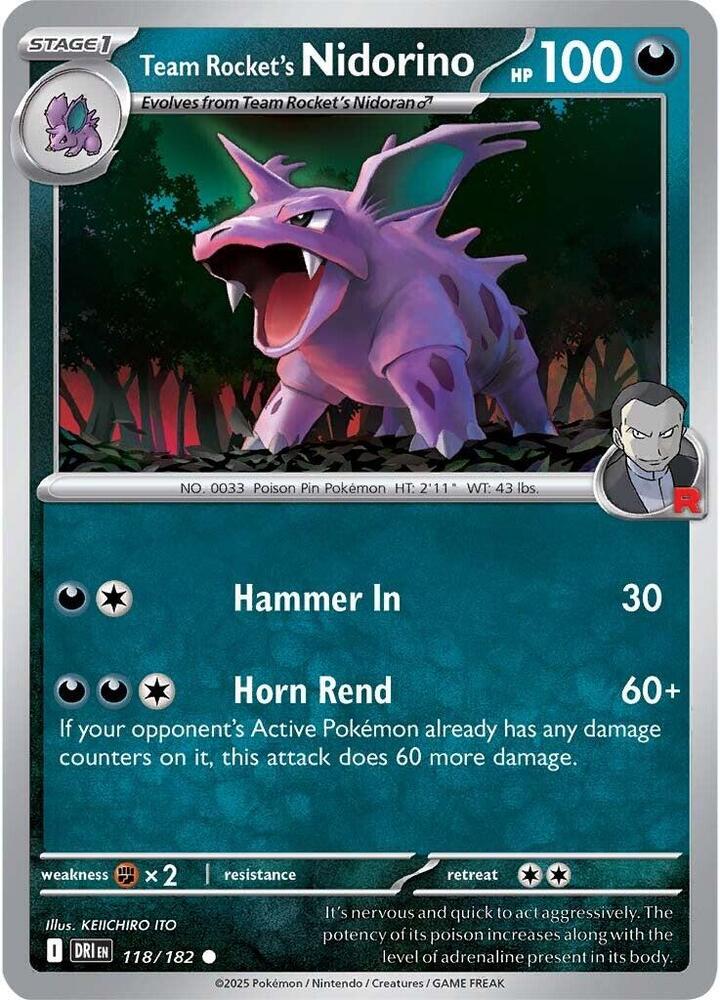 Pokemon Team Rocket's Nidorino 118/182 Destined Rivals
