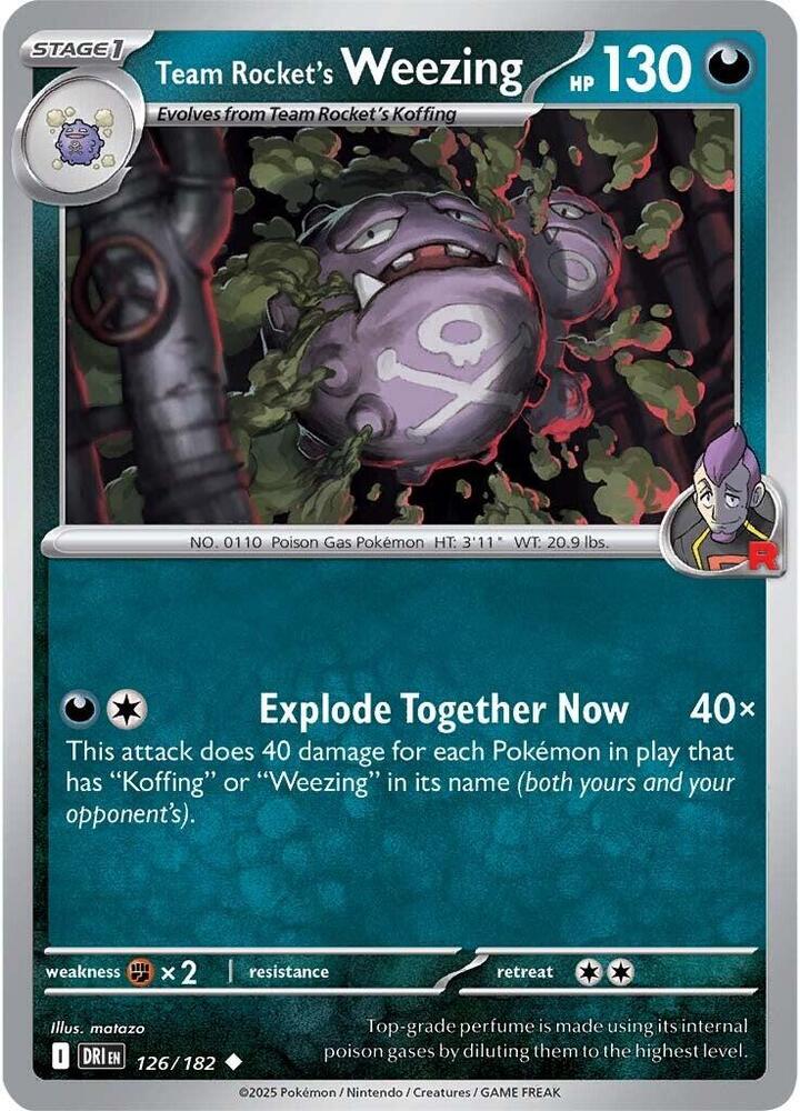 Pokemon Team Rocket's Weezing 126/182 Destined Rivals