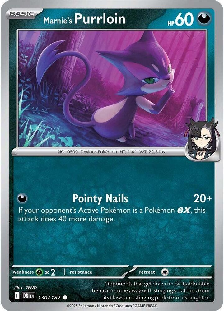 Pokemon Marnie's Purrloin 130/182 Destined Rivals