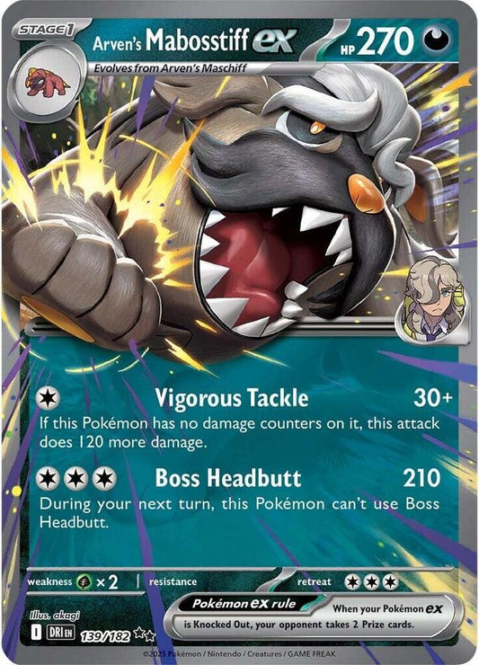 Pokemon Arven's Mabosstiff ex 139/182 Destined Rivals