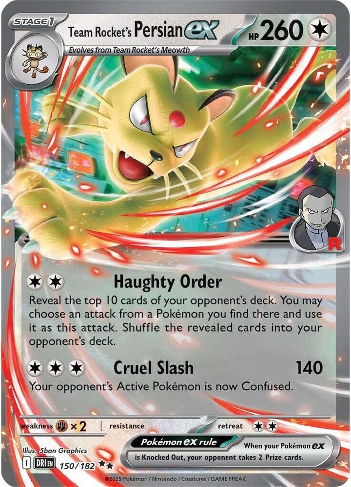 Pokemon Team Rocket's Persian ex 150/182 Destined Rivals