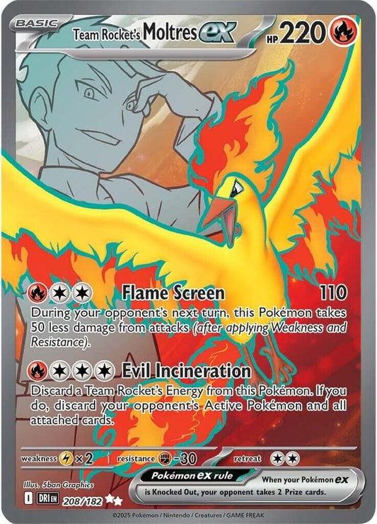 Pokemon Team Rocket's Moltres ex 208/182 Destined Rivals