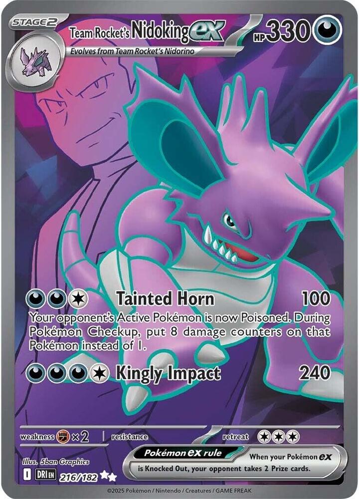 Pokemon Team Rocket's Nidoking ex 216/182 Destined Rivals