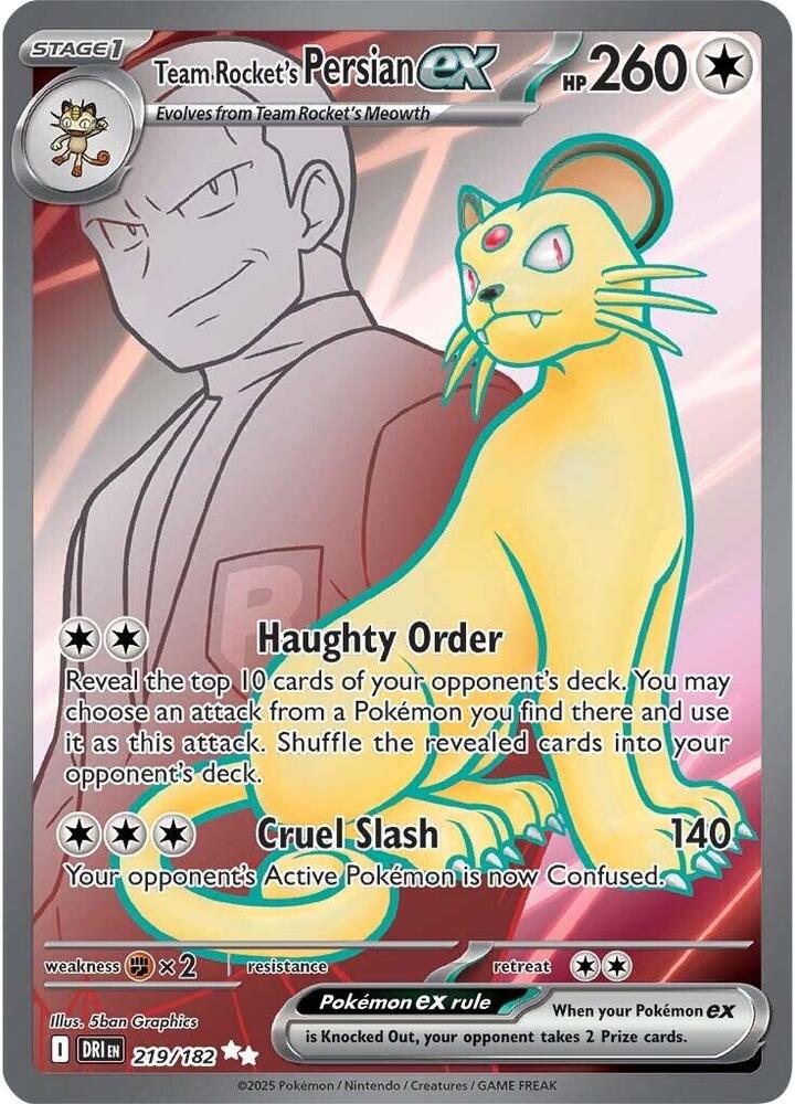 Pokemon Team Rocket's Persian ex 219/182 Destined Rivals
