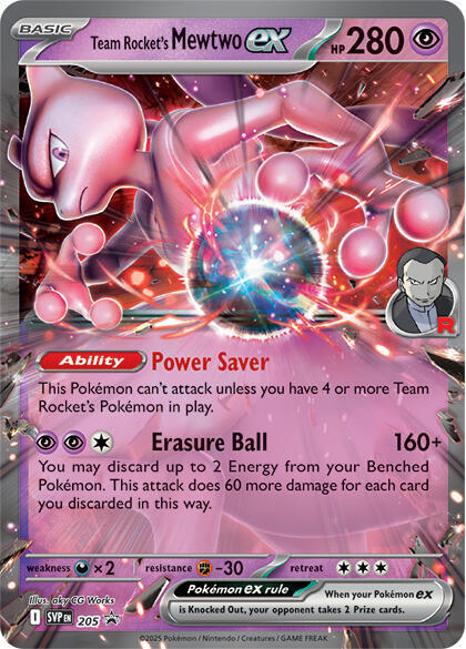 Pokemon Team Rocket's Mewtwo ex 205 SVP Black Star Promos