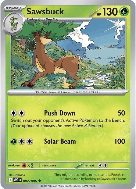 Pokemon Sawsbuck (Master Ball) 7/86 White Flare