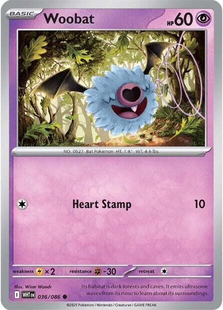 Pokemon Woobat (Poké Ball) 36/86 White Flare