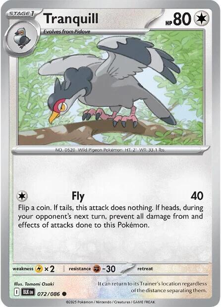 Pokemon Tranquill (Poké Ball) 72/86 Black Bolt