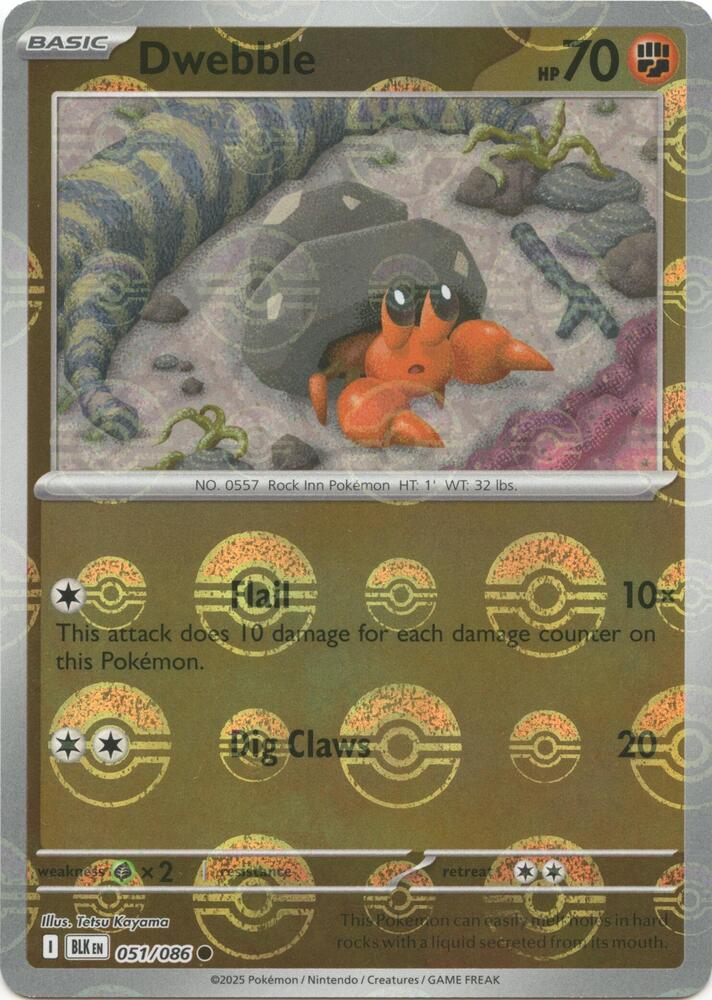 Pokemon Dwebble (Poké Ball) 51/86 Black Bolt