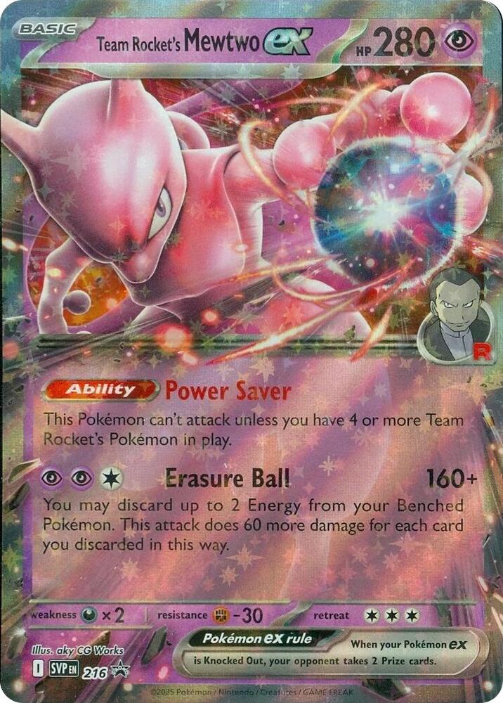 Pokemon Team Rocket's Mewtwo ex 216 SVP Black Star Promos