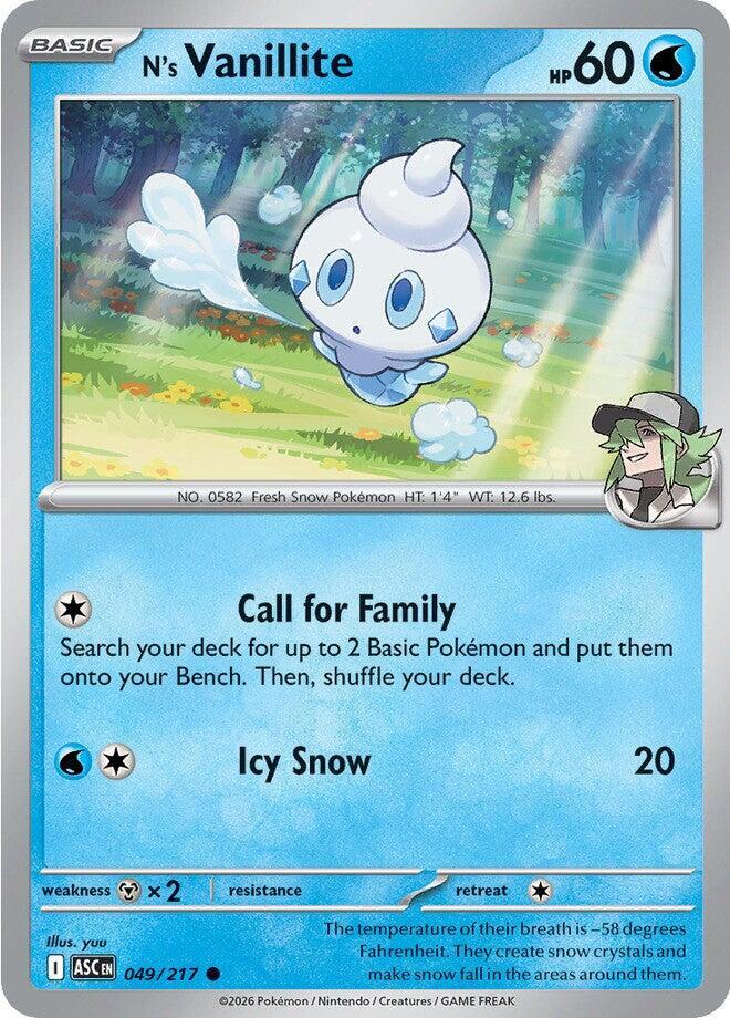 Pokemon N’s Vanillite 49/217 Ascended Heroes