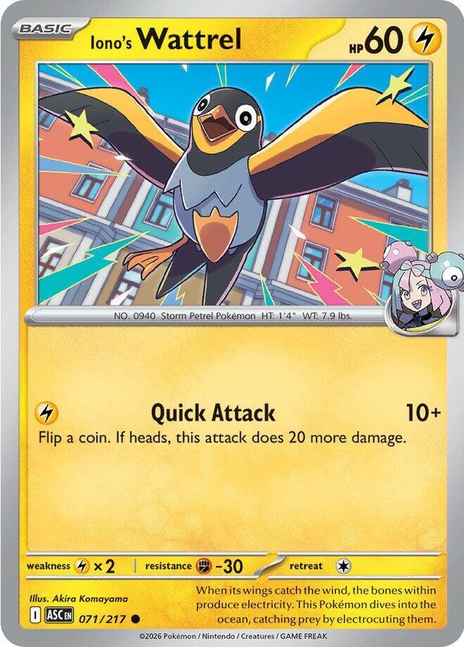 Pokemon Iono’s Wattrel 71/217 Ascended Heroes