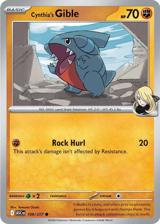Pokemon Cynthia’s Gible 109/217 Ascended Heroes