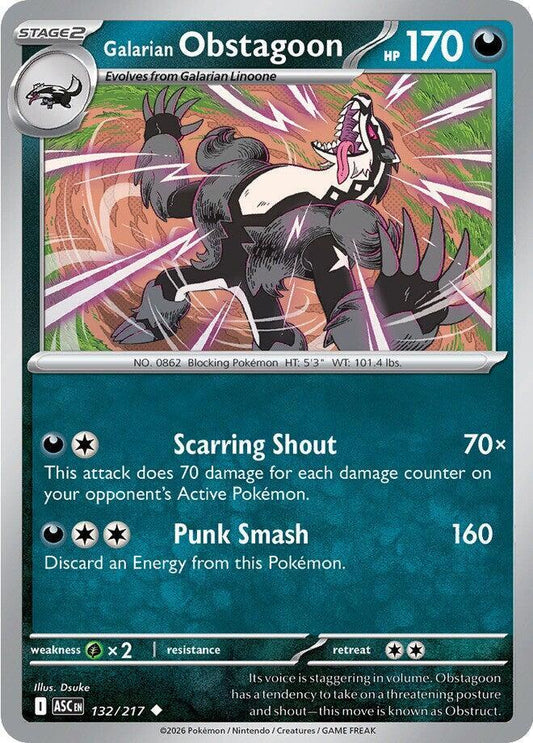 Pokemon Galarian Obstagoon 132/217 Ascended Heroes