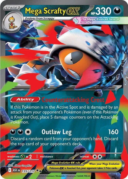 Pokemon Mega Scrafty ex 135/217 Ascended Heroes