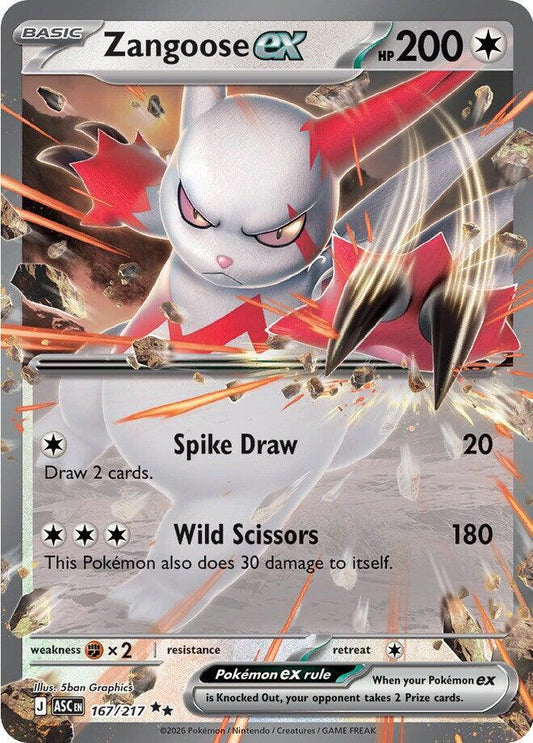Pokemon Zangoose ex 167/217 Ascended Heroes