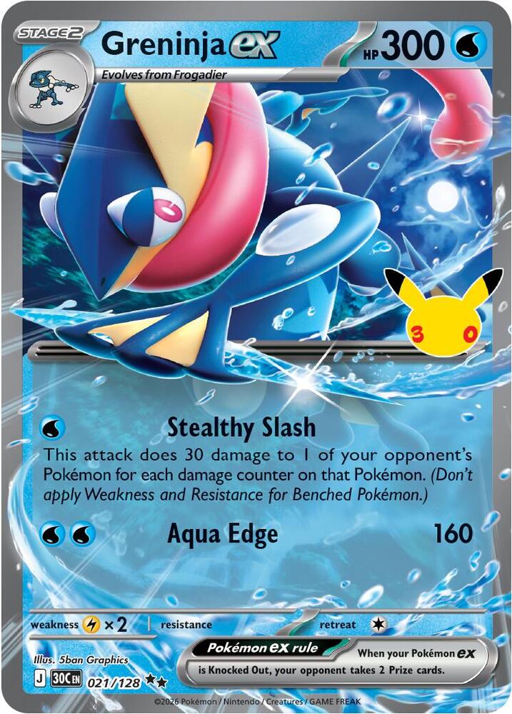 Pokemon Greninja ex 021/128 30th Celebration