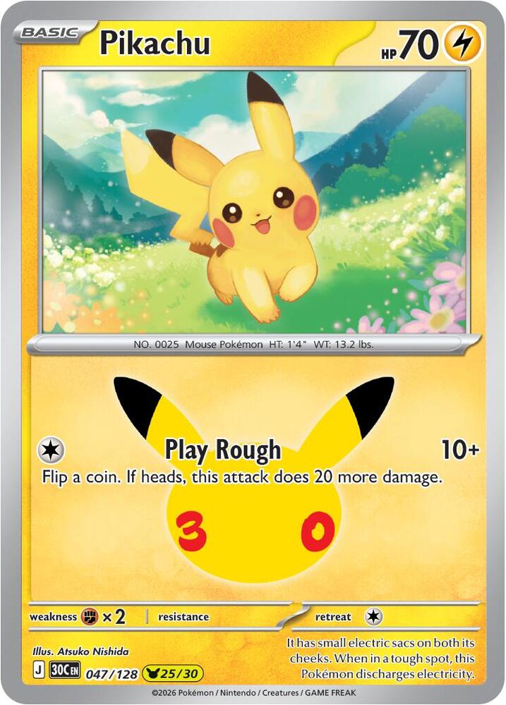 Pokemon Pikachu 047/128 30th Celebration