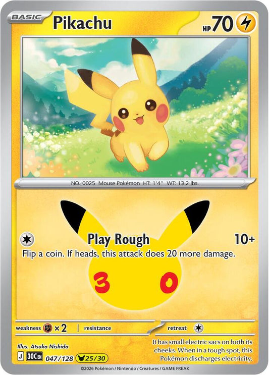 Pokemon Pikachu 047/128 30th Celebration
