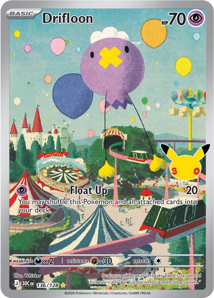 Pokemon Drifloon 136/128 30th Celebration